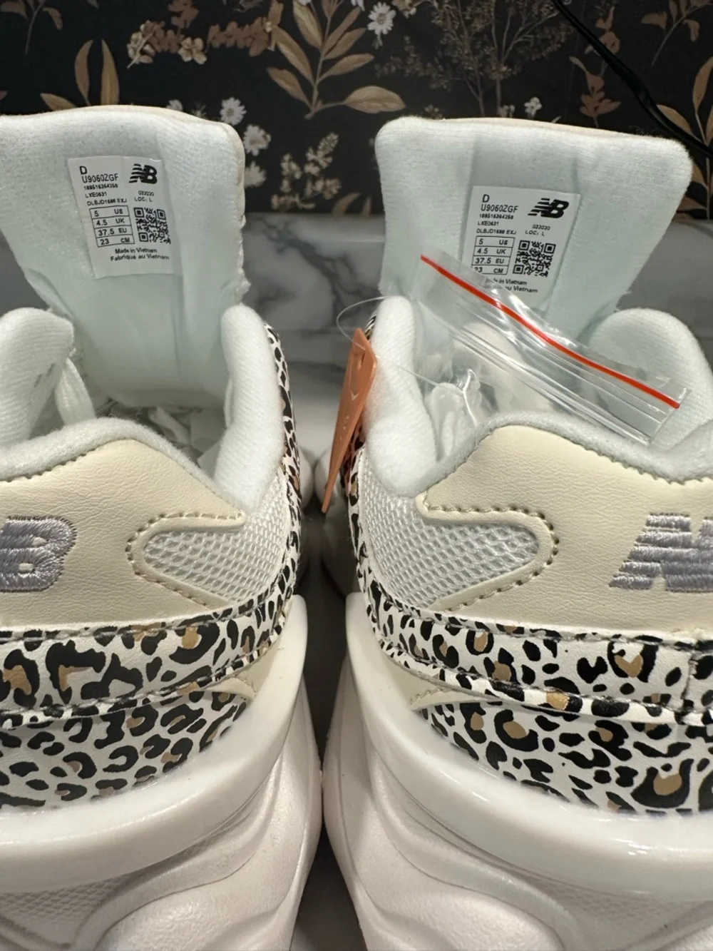New Balance Women's White Cream & Black Leopard-Print Sneakers - Picture 5 of 5